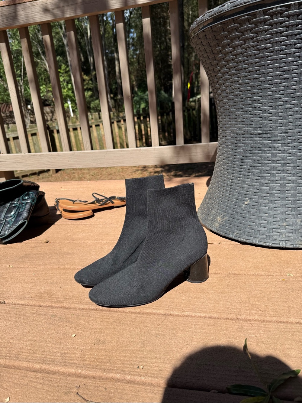 Classic Black Stretch Sock Ankle Boots - Women's